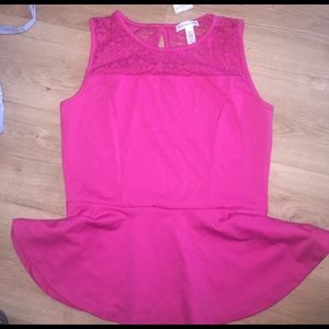 NWT hot pink peplum shirt
