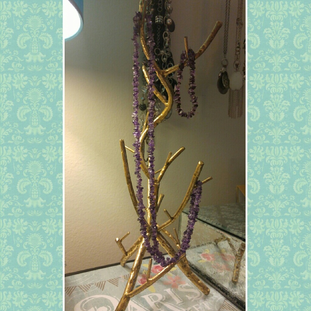 Amethyst Cluster Necklace and Bracelet set