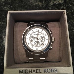 Oversized silver michael kors watch
