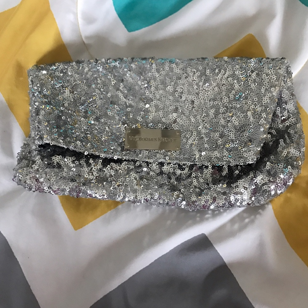 Victoria's Secret sequin silver clutch. Perfect!
