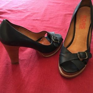 Michael Kora leather open toe heels