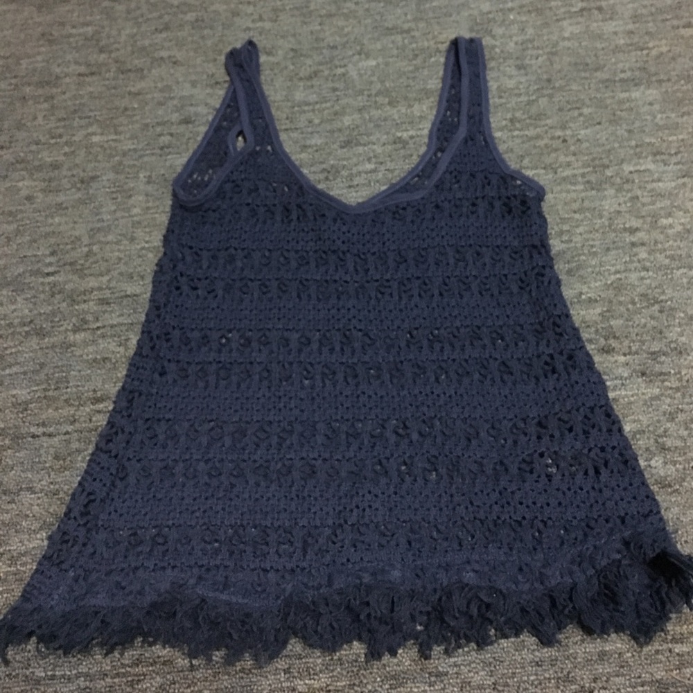 Anthropologie see through navy knit tank top