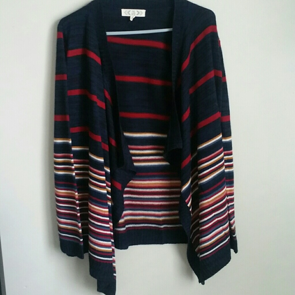 Striped Waterfall Cardigan