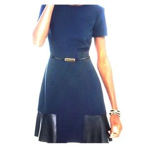 Knit and leather navy Club Monaco dress