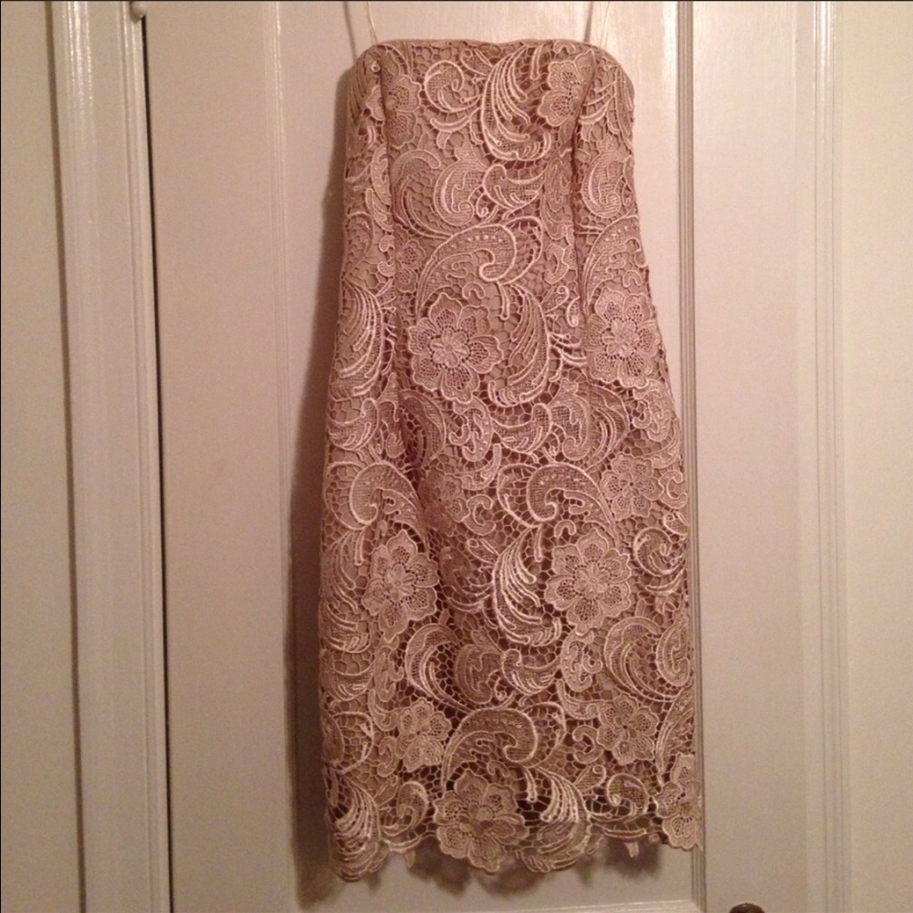 Adrianna Papell Lace Sheath Dress-Champagne