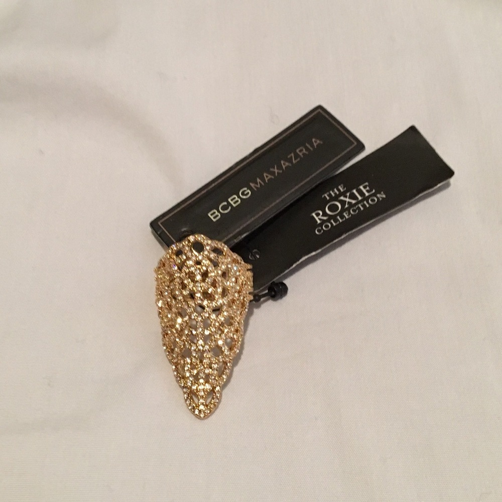 BCBG Pave Filigree Pointed Ring