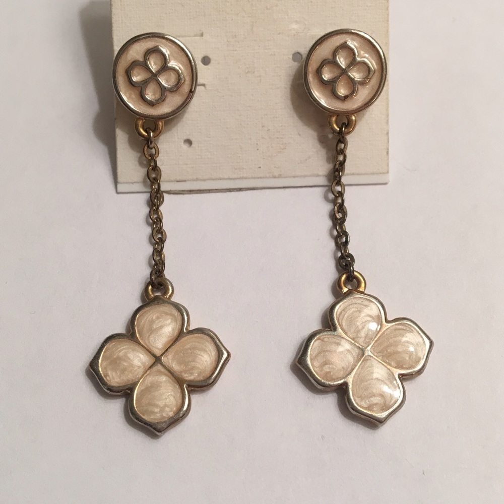 Ivory and gold ceramic drop earrings