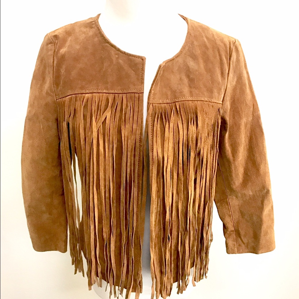 NWT Forever 21 suede fringe jacket M