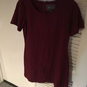 Red suede tshirt dress