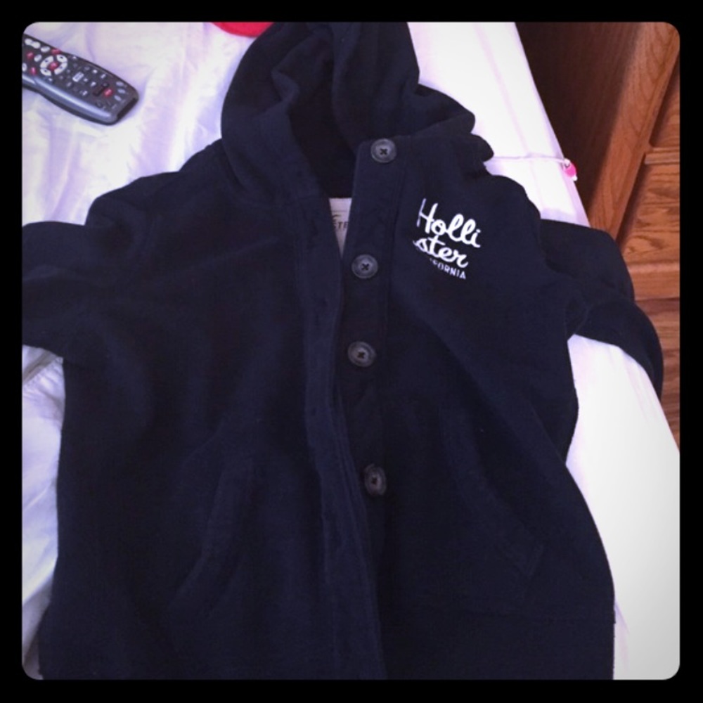 navy blue buttuon hoodie