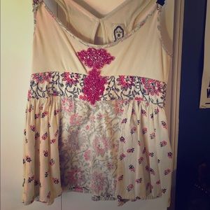 Free people tank with appliqué detailing