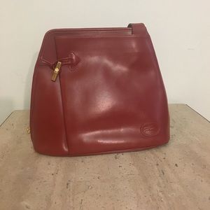 Longchamp Red leather bucket shoulder bag
