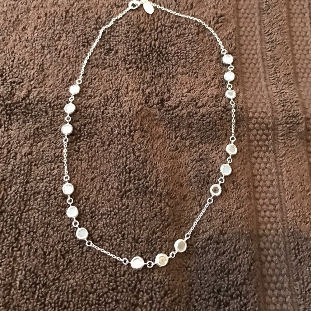 Silver necklace with clear glass spacers