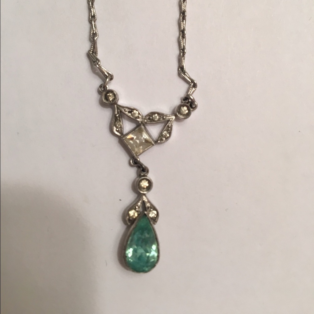 Sterling and blue gem necklace
