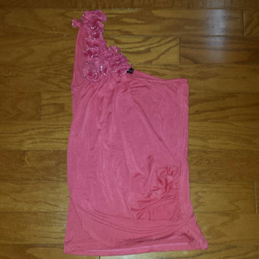 Coral one shoulder top