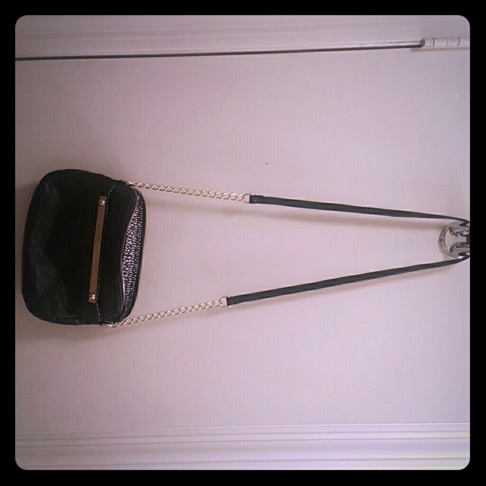 Black faux leather purse
