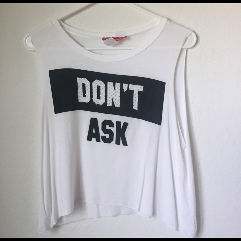 White "Don't Ask" Rainbow brand Crop Top