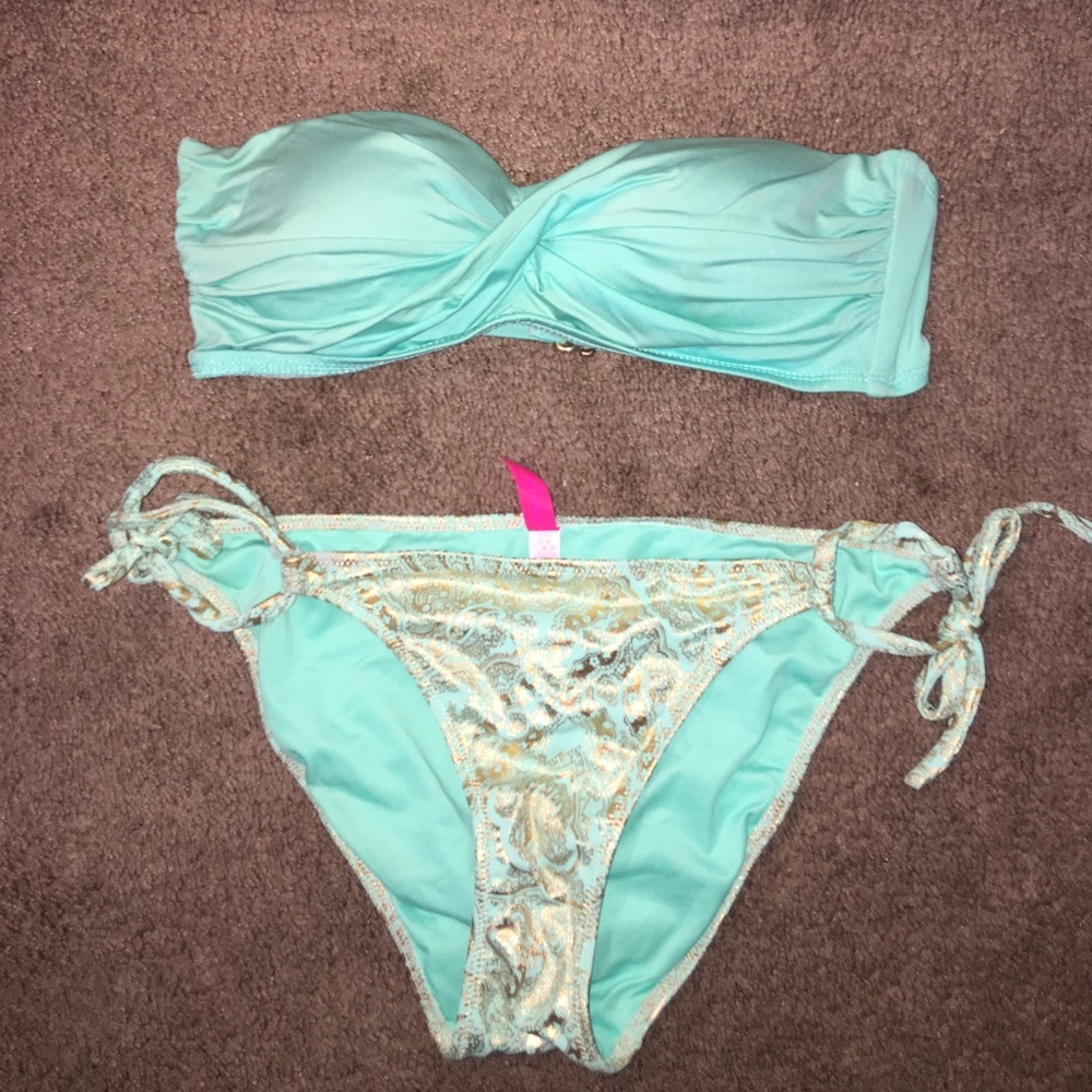 Teal and gold bikini