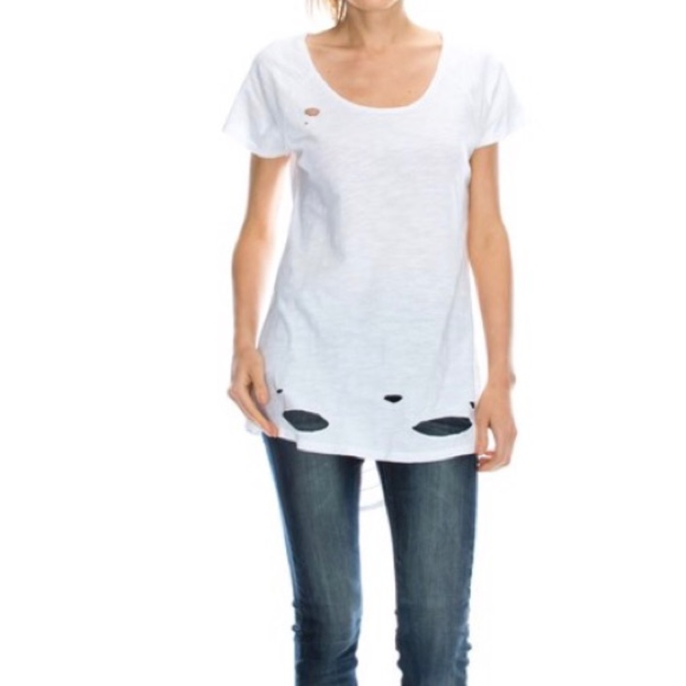 Mono b White distressed T-shirt