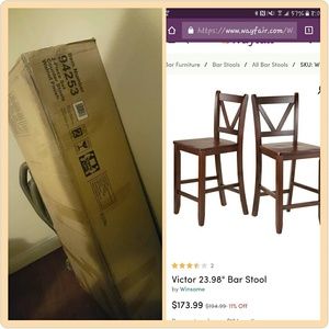 2 Set Bar Stools in Walnut