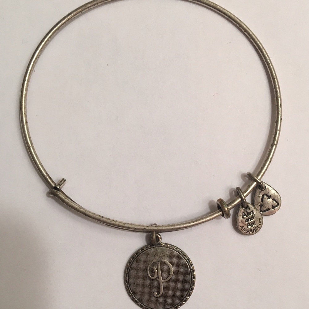 Alex and Ani P silver plated bracelet
