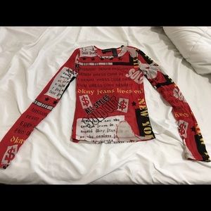 DKNY mesh sheer long sleeve shirt. Unique