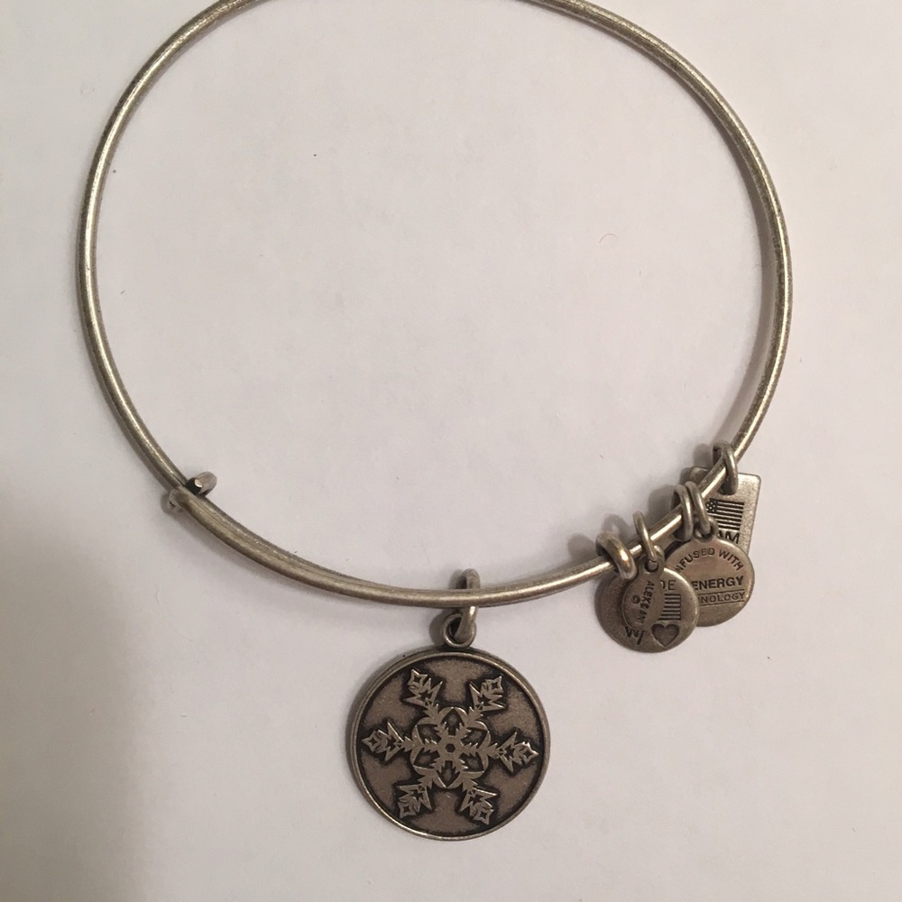 Alex and Ani Snow flake silver plated bracelet