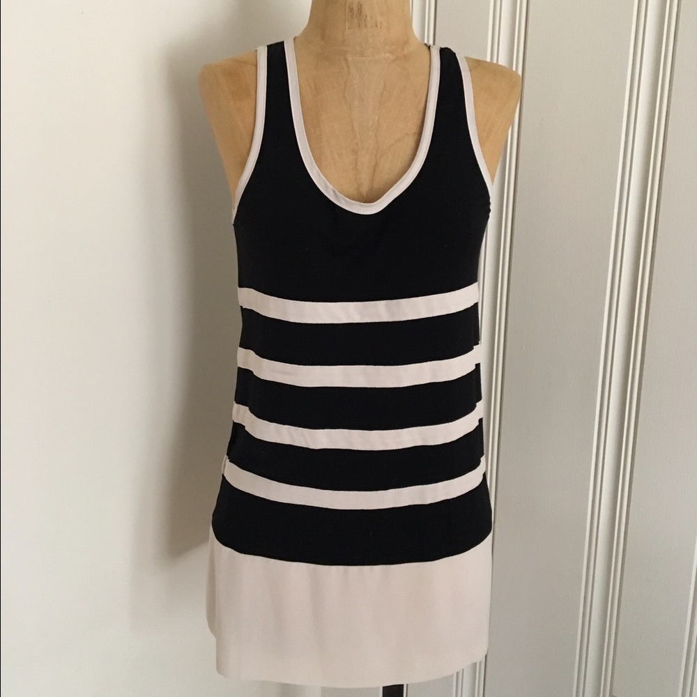 Sparkle & Fade black and cream stripe tank S