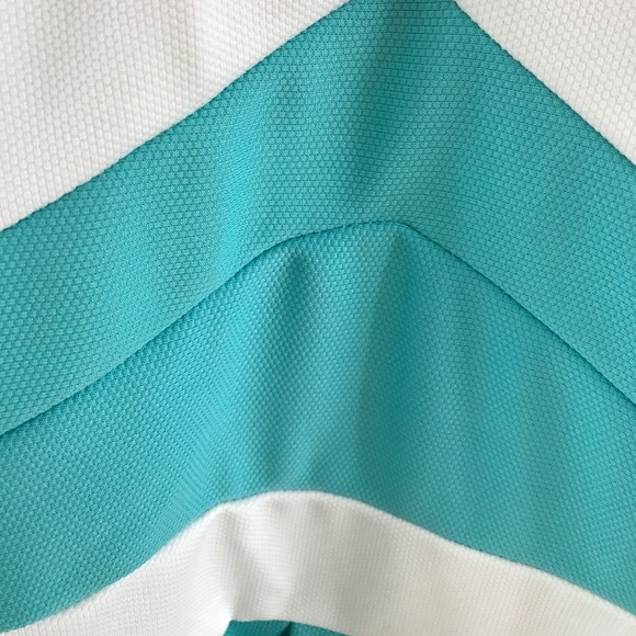 Strapless Tiffany blue striped dress. - Picture 2 of 2