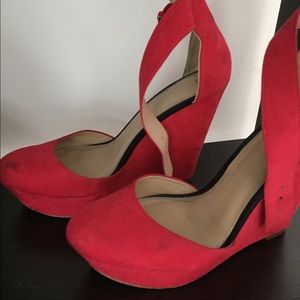 Zara red wedge