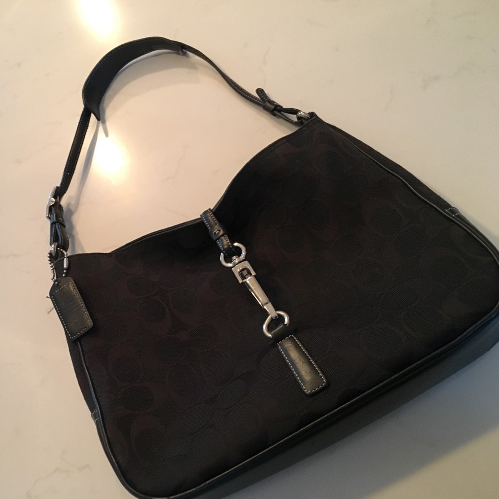 Black Coach monogram shoulder bag