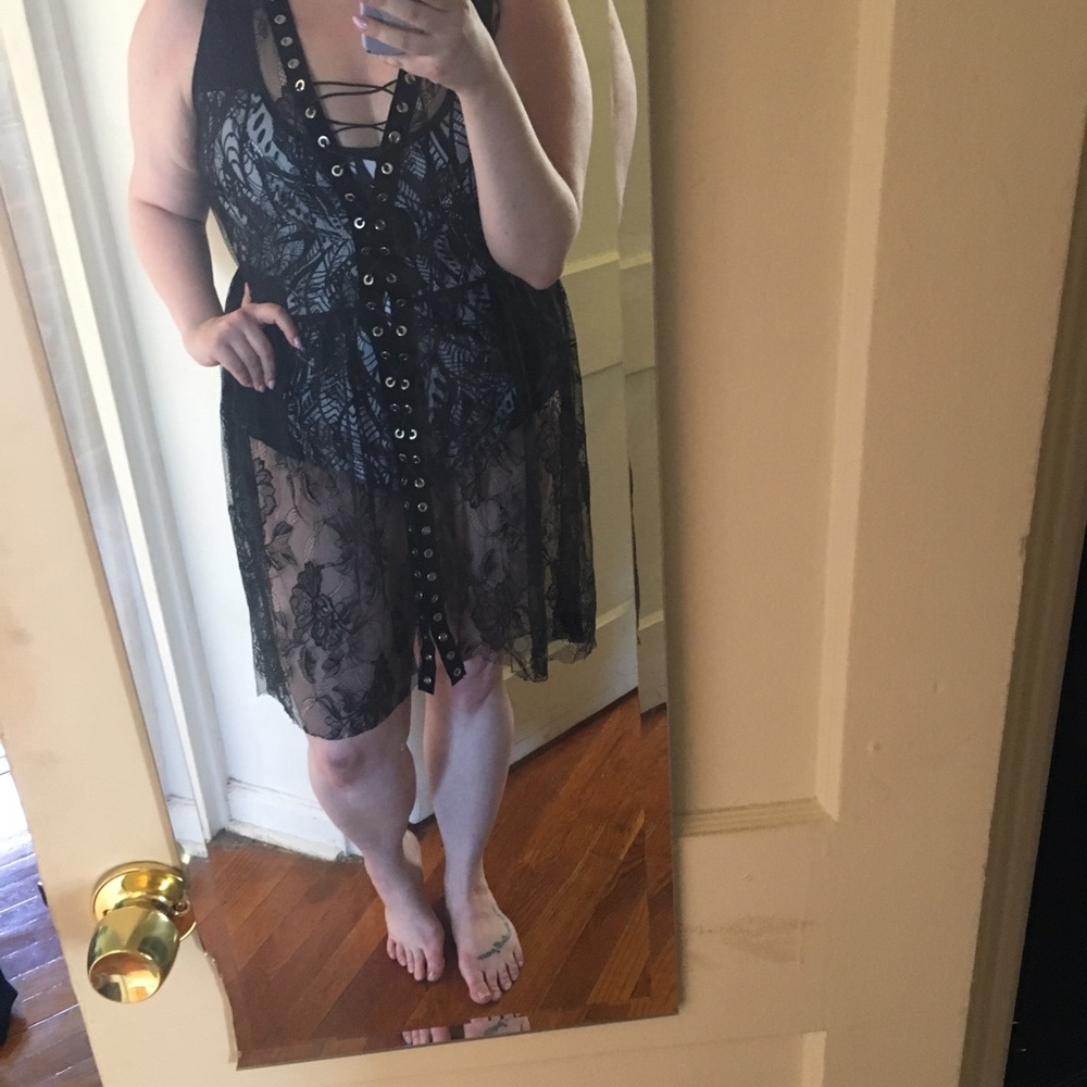 SOLD ‼️ lace black, lace up dress, 2x brand new - Picture 2 of 6