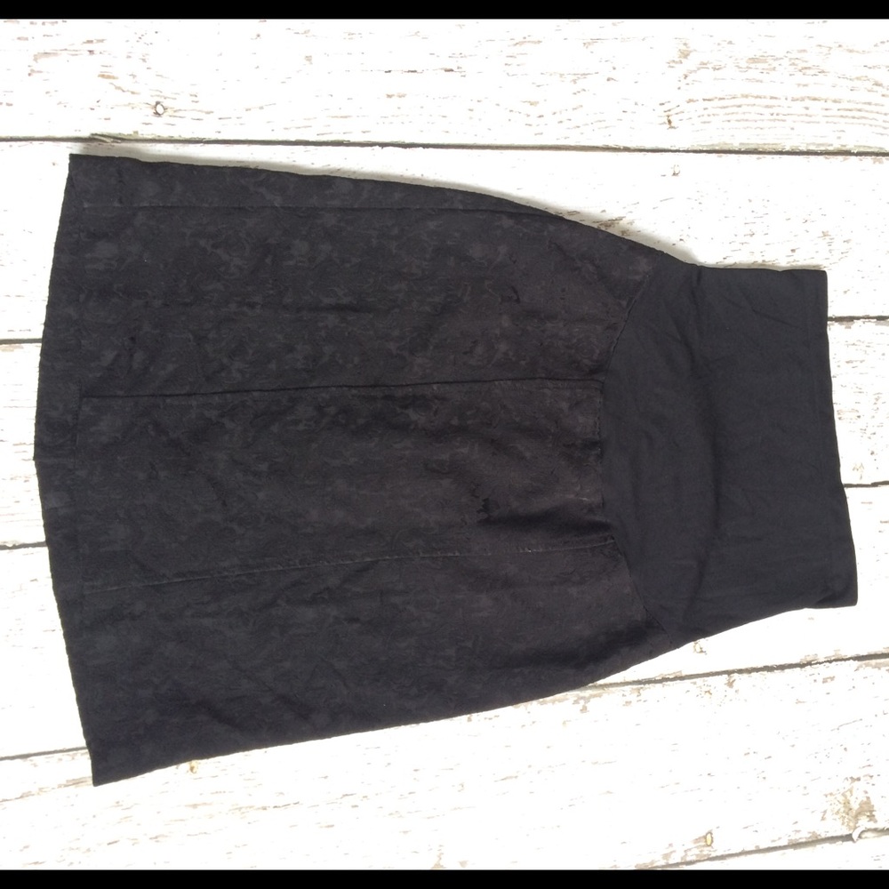Black Jacquard Maternity Pencil Skirt