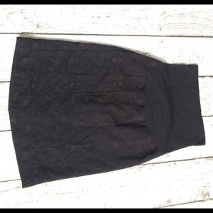 Black Jacquard Maternity Pencil Skirt