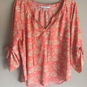 Lauren Conrad Large tie sleeve 3/4 shirt