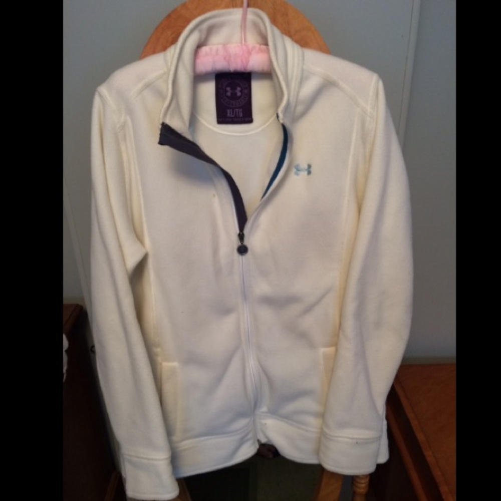 Under armor women's white fleece zip up XL