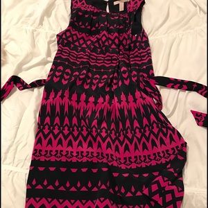 Navy blue and pink sleeveless dress