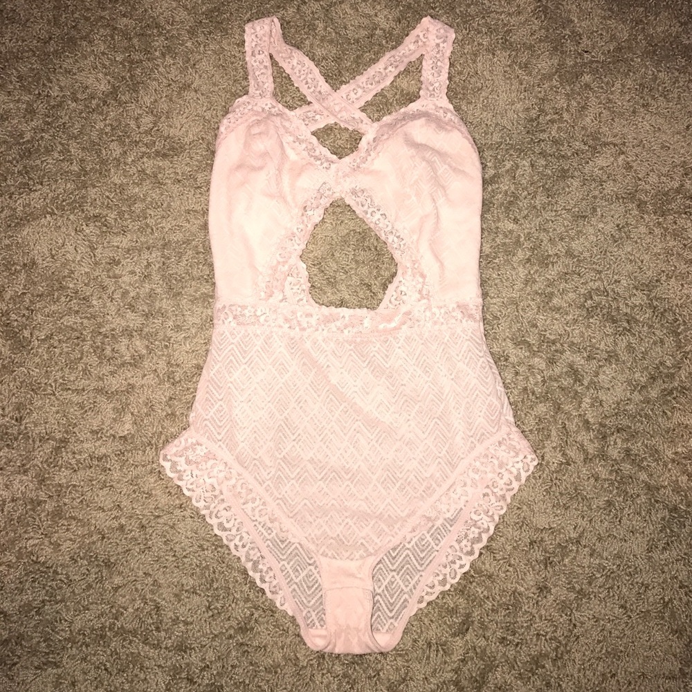 Pink Aerie Laced Body Suit