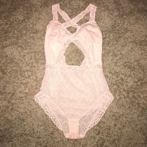 Pink Aerie Laced Body Suit