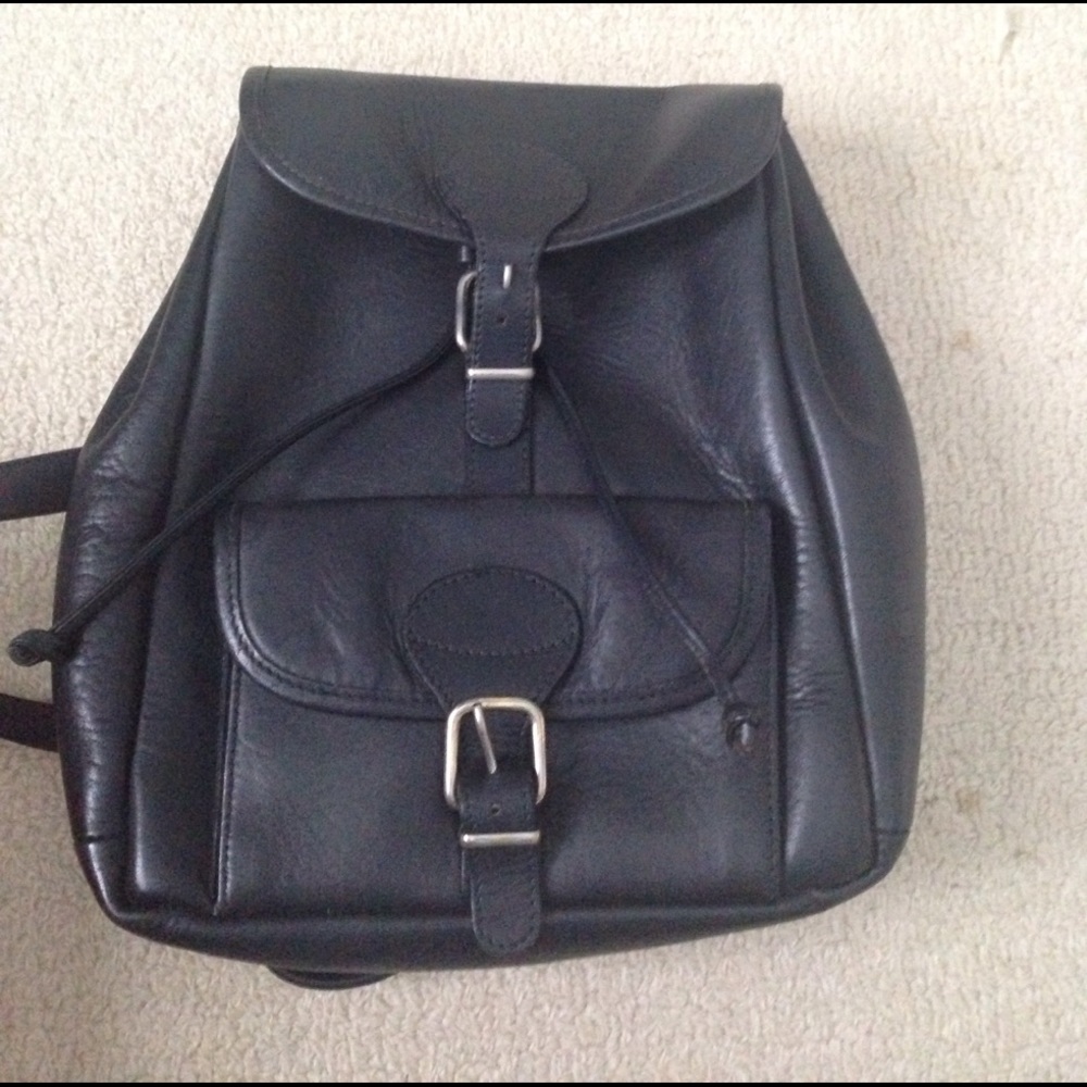Black leather backpack