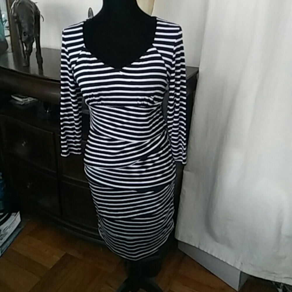 Black and white striped dress