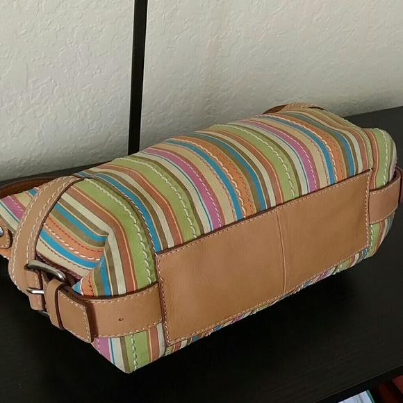 FOSSIL ZB2129 MULTI-COLOR STRIPES LEATHER HOBO BAG - Picture 4 of 8