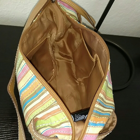 FOSSIL ZB2129 MULTI-COLOR STRIPES LEATHER HOBO BAG - Picture 6 of 8