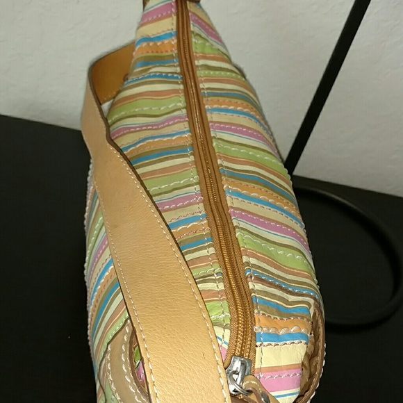 FOSSIL ZB2129 MULTI-COLOR STRIPES LEATHER HOBO BAG - Picture 7 of 8