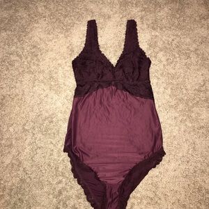 Burgundy Laced Body Suit