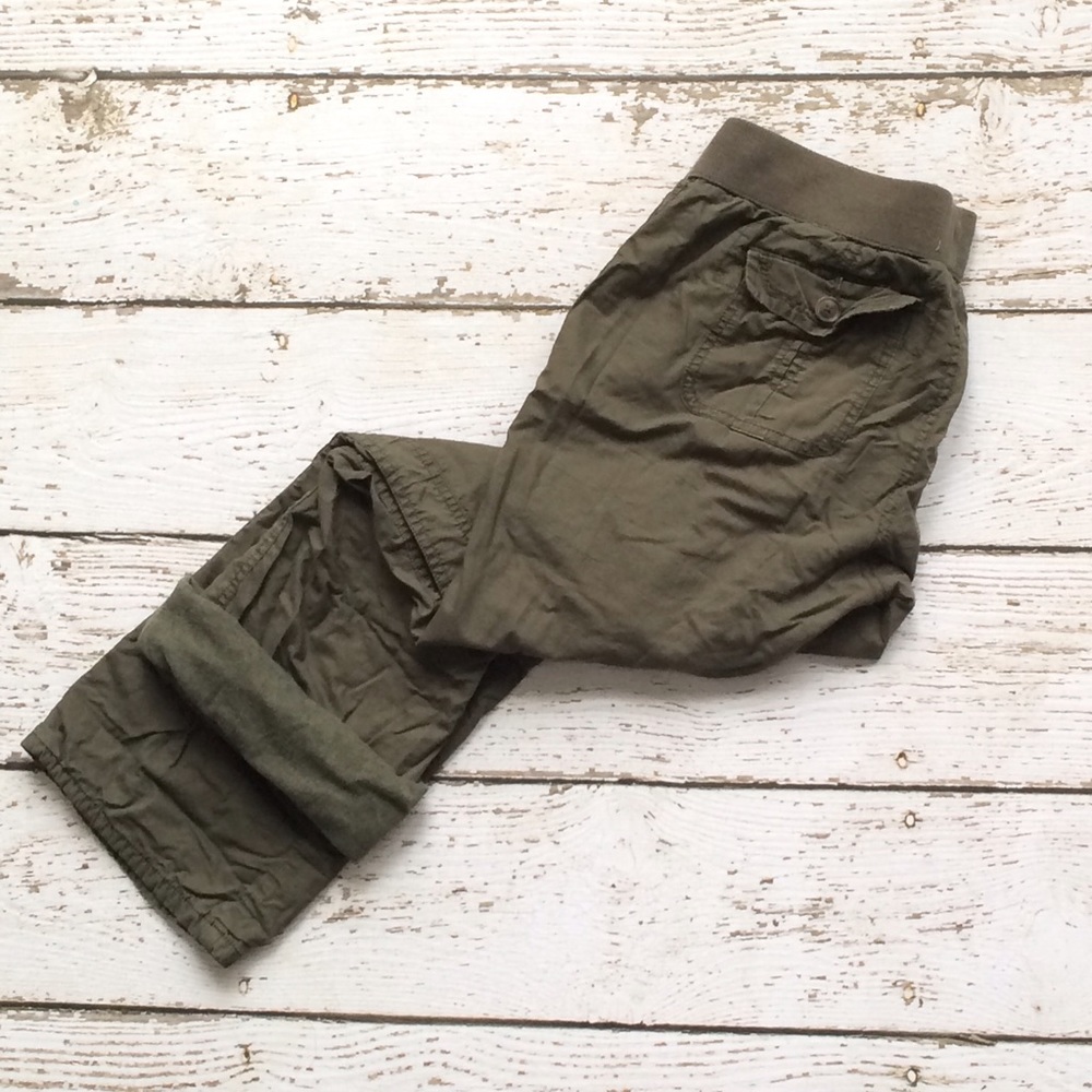 Olive Green Roll-Leg Maternity Pants