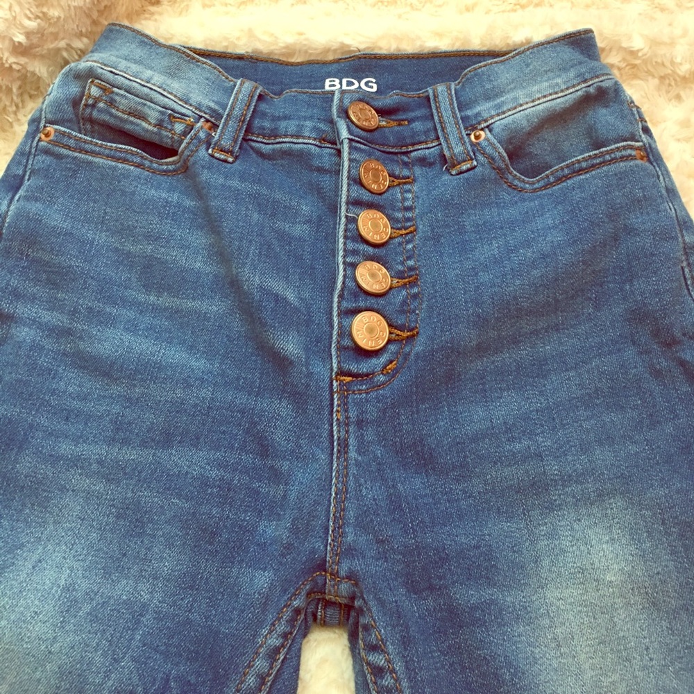 Button Front High Rise Jeans