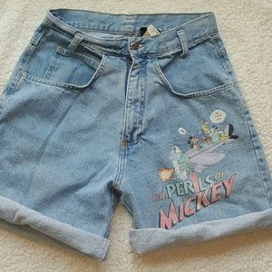 Vintage Mickey Mouse high rise denim shorts
