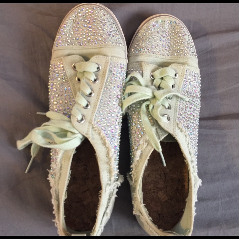 Mint sequin sneakers