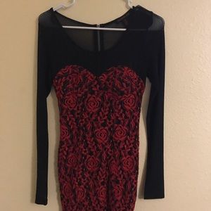 Red and Black Lace Dress